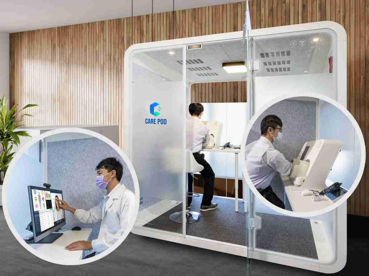 达擎于医疗科技展中展出＂远距诊疗舱＂，，，，以因应医疗数字化及社会高龄化趋势下、、、复诊及慢性病患等族群对于远距看诊需求逐渐升高所推出的创新整合方案。。。。多功能合一、、高隐私性的远距诊疗舱可根据病患端与医师端的不同需求，，，提供弹性化及客制化功能，，，节省医生和病患的精力及时间